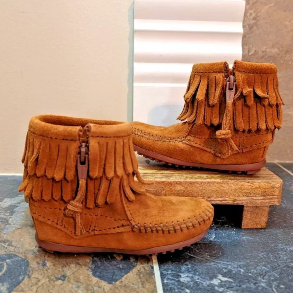 Minnetonka Brown Fringe Baby Walker Shoes